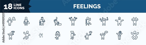 set of feelings web icons in outline style. thin line icons such as stupid human, lazy human, amazed human, awesome crazy amazing better silly vector.