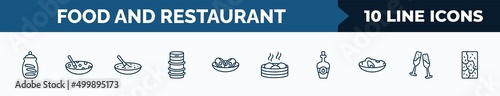 set of 10 food and restaurant web icons in outline style. thin line icons such as cookies jar, tong sui, black sesame soup, beer keg, braised abalone, xiao long bao, cider, champagne glass vector