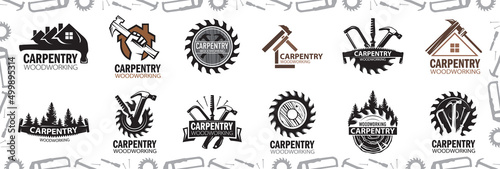 Vector logo of carpentry workshop and woodwork photo