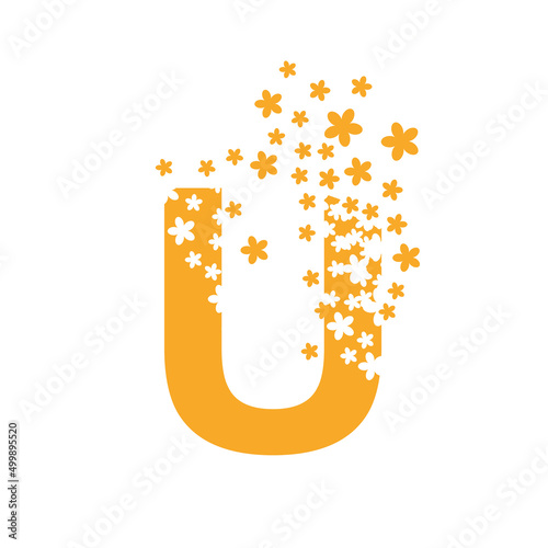 The letter U dissolves into a cloud of flowers