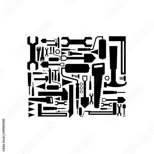 Set of tools isolated on a white background