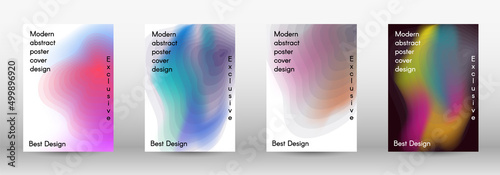 Set for liquid. Holographic abstract backgrounds. Bright mesh blurred pattern in pink, blue, green tones. Fashionable advertising vector in retro for book, annual, mobile interface, web application.