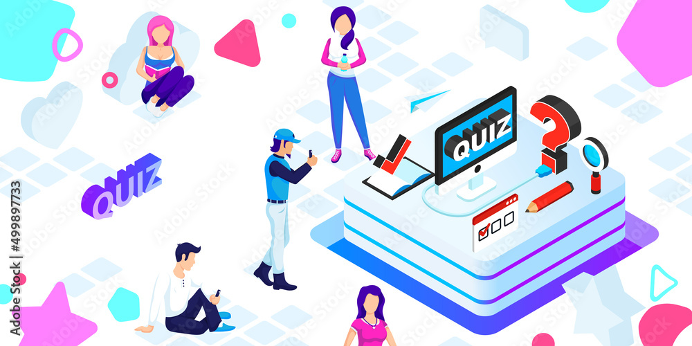Quiz isometric design icon. Vector web illustration. 3d colorful concept Quiz isometric design icon. Vector web illustration. 3d colorful concept