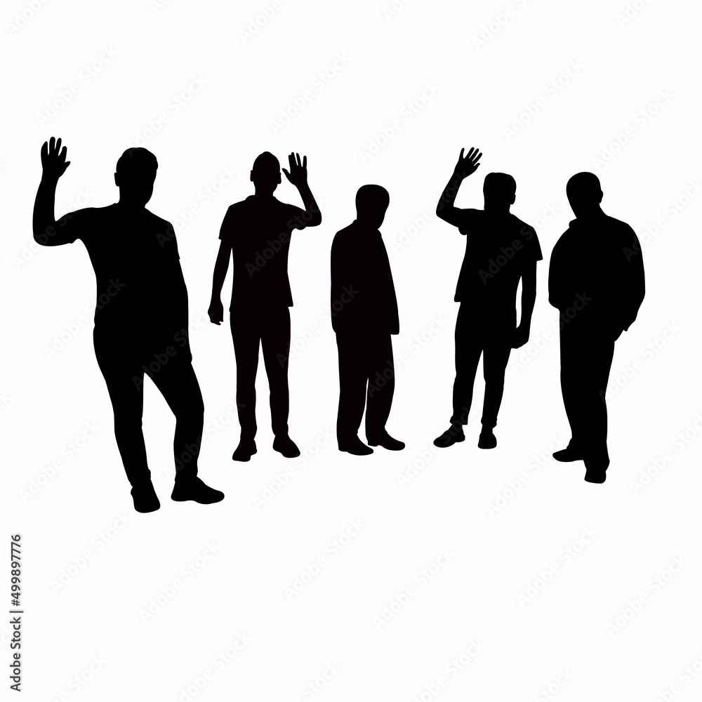five men body silhouette vector