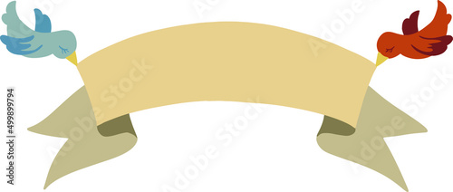 Birds are holding a poster. Illustration of a cute character. Can be used for various web resources