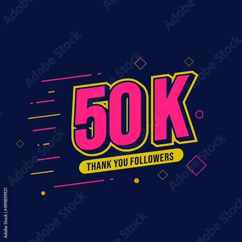 Thank You 50K Followers. Template Background Design. Congratulation Post Social Media Template