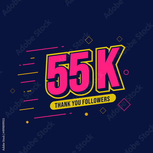 Thank You 55K Followers. Template Background Design. Congratulation Post Social Media Template photo