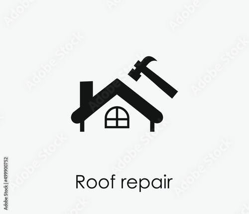 Roof repair vector icon. Editable stroke. Symbol in Line Art Style for Design, Presentation, Website or Apps Elements, Logo. Pixel vector graphics - Vector