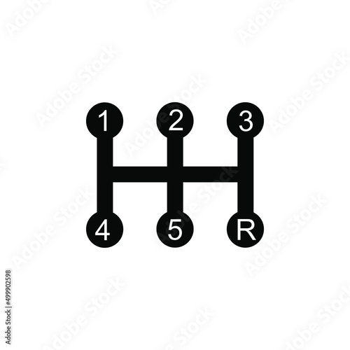 Gear box symbol vector silhouette illustration isolated on white background. Gearbox manual speed control. Gear shifter automatic motor switch speed shift car transmission.