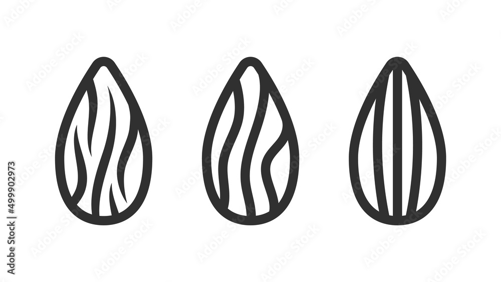 Almond organic line icon or linear style pictogram isolated. Nut vector Symbol, logo illustration. Almond organic line icon or linear style pictogram isolated. Nut vector Symbol, logo illustration.