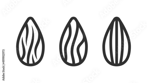 Almond organic line icon or linear style pictogram isolated. Nut vector Symbol  logo illustration.