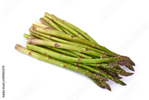 Fresh organic asparagus, healthy food, isolated on white background. High resolution image.