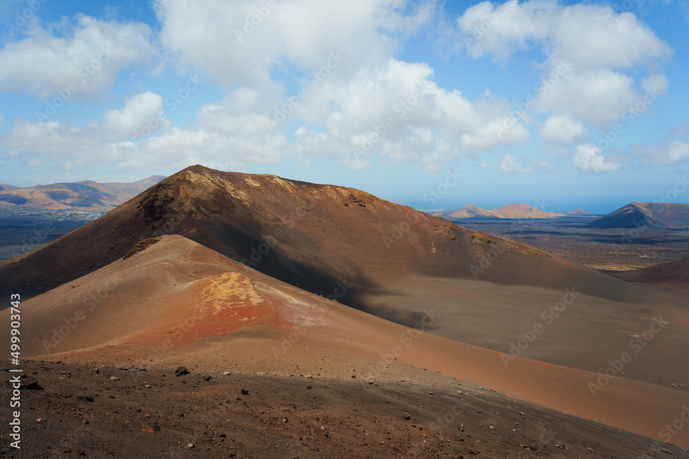 Panoramic view of the volcanoes of the island of Lanzarote (Spain) from the Timanfaya national park Panoramic view of the volcanoes of the island of Lanzarote (Spain) from the Timanfaya national park