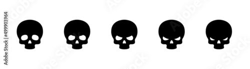 Canvas Black skull icons set isolated on white background
