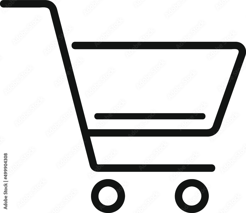 Vector icon of shopping cart on wheels; The editable illustration