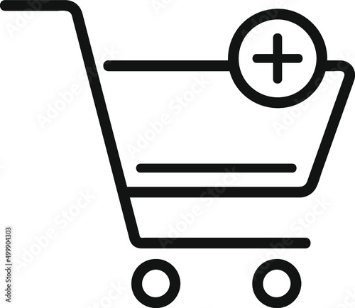 Vector icon of shopping cart on wheels; The editable illustration for button "Add to basket"