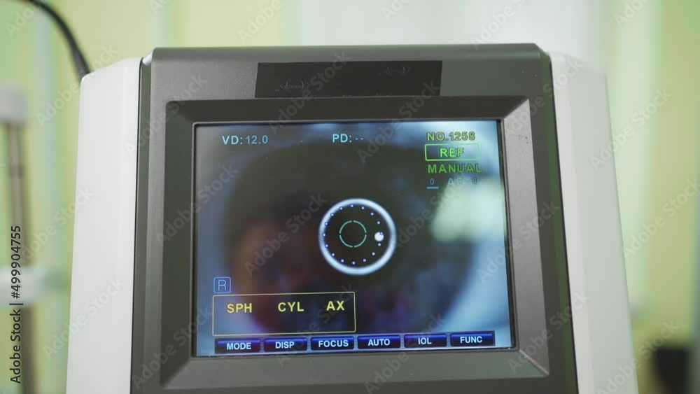 eye on the screen of the autorefractometer. a modern ophthalmic device. eye on the screen of the autorefractometer. a modern ophthalmic device.