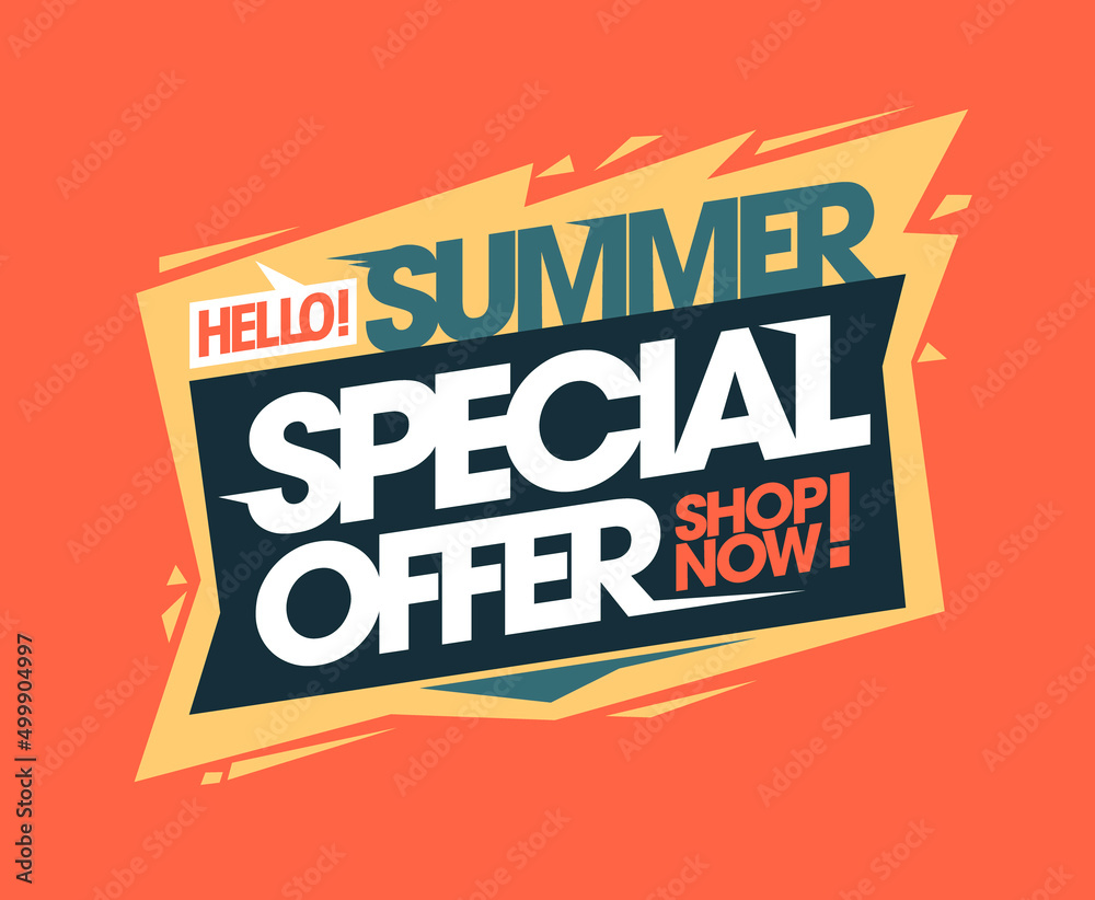 Fototapeta premium Hello Summer, special offer, sale vector web banner or poster
