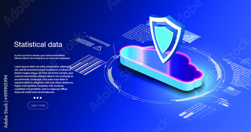 Cloud storage. A digital service or application that transfers data a server or hosting service network concept for connected devices. Server room data center. Backup, mining, hosting, mainframe, farm