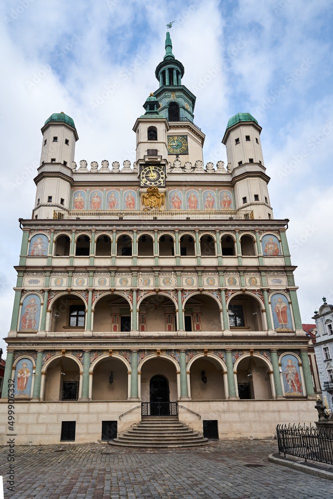 Fototapeta premium The facade with arcades of the historic Renaissance town hall
