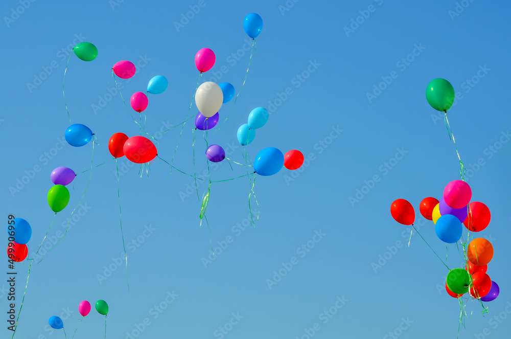 colorful balloons flying up in the sky colorful balloons flying up in the sky
