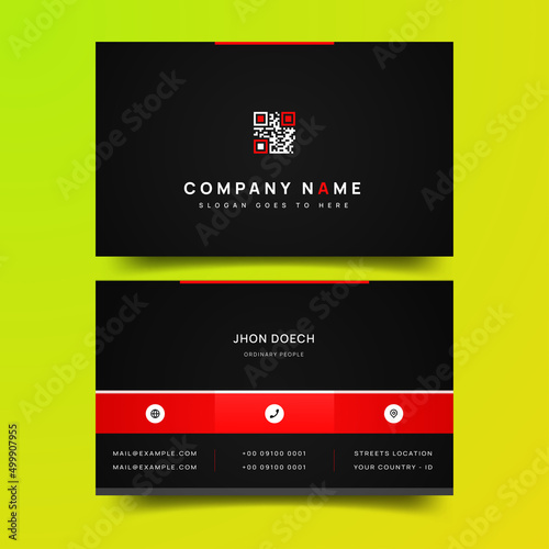 modern minimalist black red visiting card template