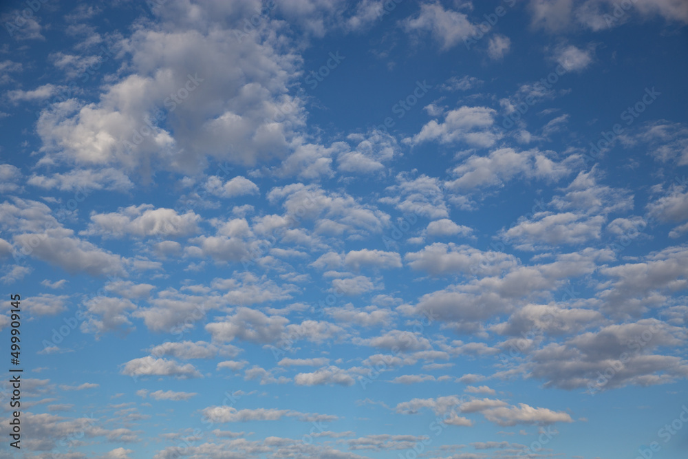 White clouds with blue sky background in selective focus in depth of field
