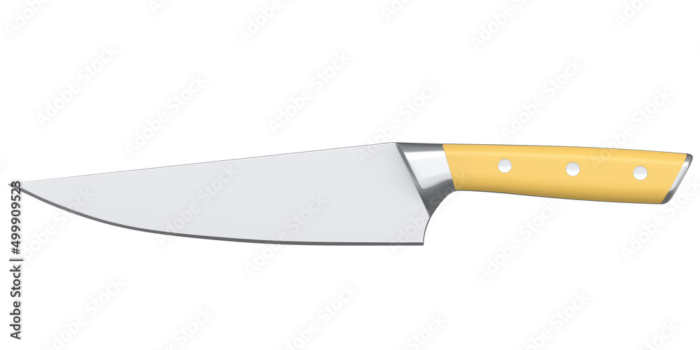 Chef's kitchen knife with a wooden handle isolated on white background. Chef's kitchen knife with a wooden handle isolated on white background.