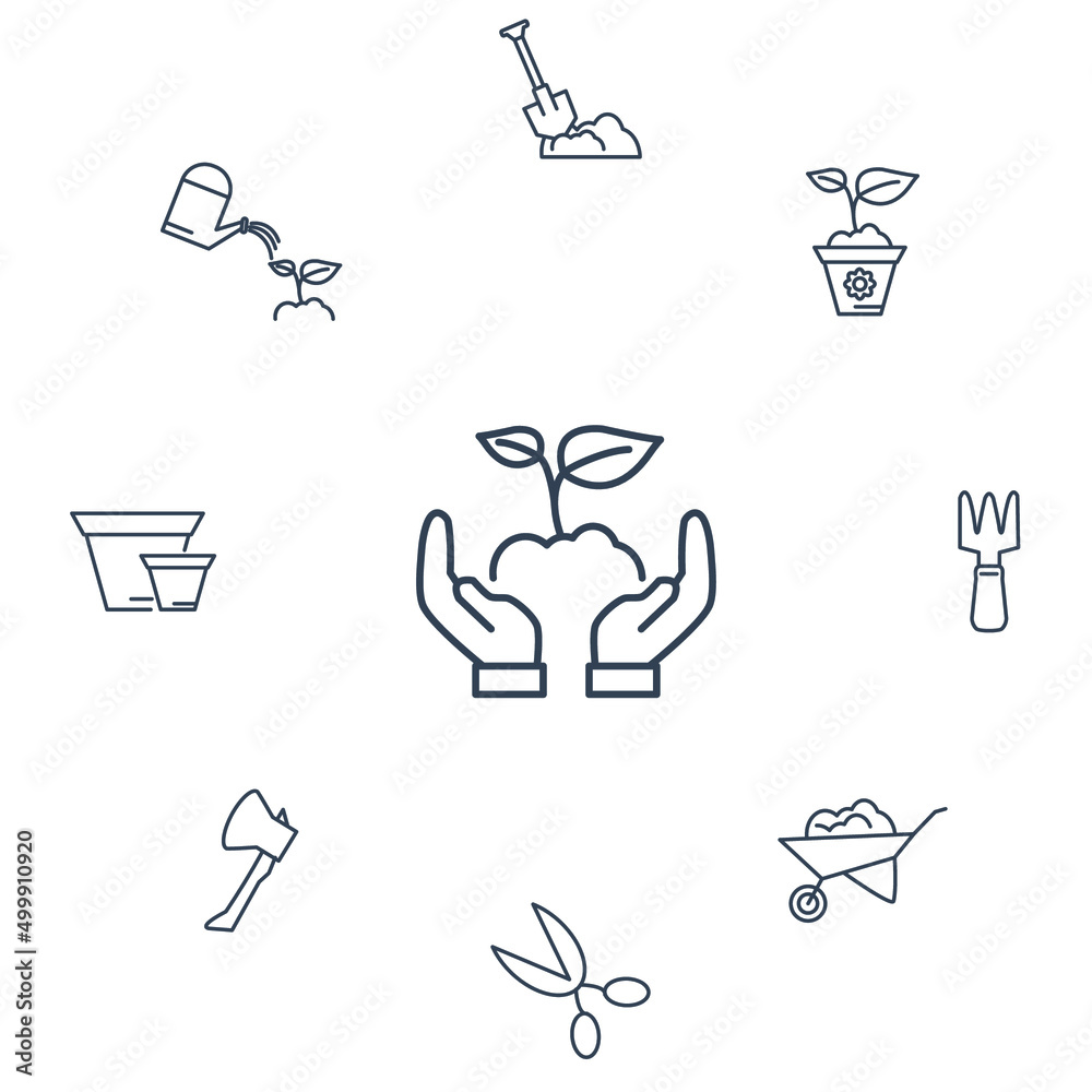 gardening icons set . gardening pack symbol vector elements for infographic web gardening icons set . gardening pack symbol vector elements for infographic web