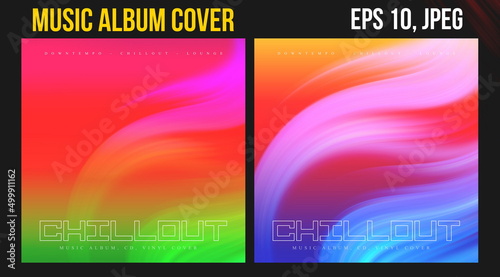 Music Album Cover for the Web Presentation. Colorful Vector Background. Abstract postcard set. Posters Template. Vinyl and CD DVD artwork design. Square flyers, banners, brochure, book.  Music Single 