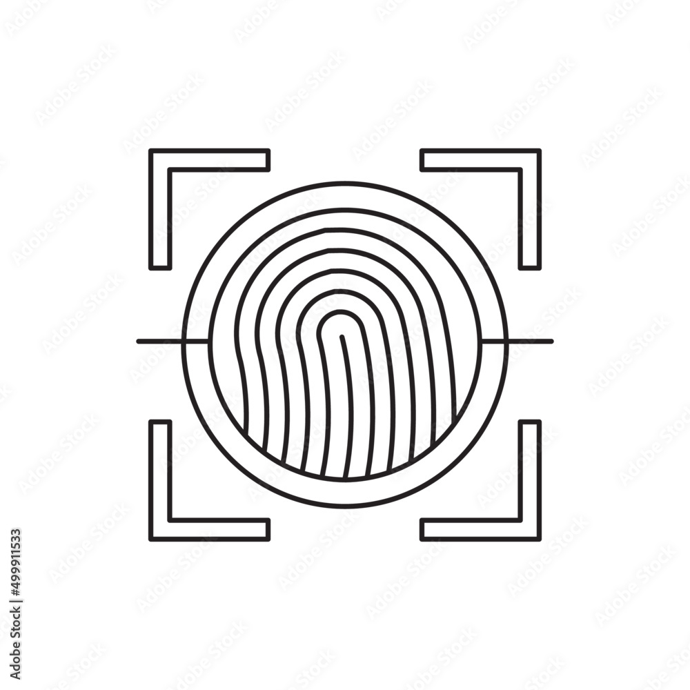 Biometric fingerprint scan icon line style icon, style isolated on white background Biometric fingerprint scan icon line style icon, style isolated on white background