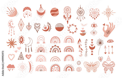 Aesthetic bohemian magic composition set