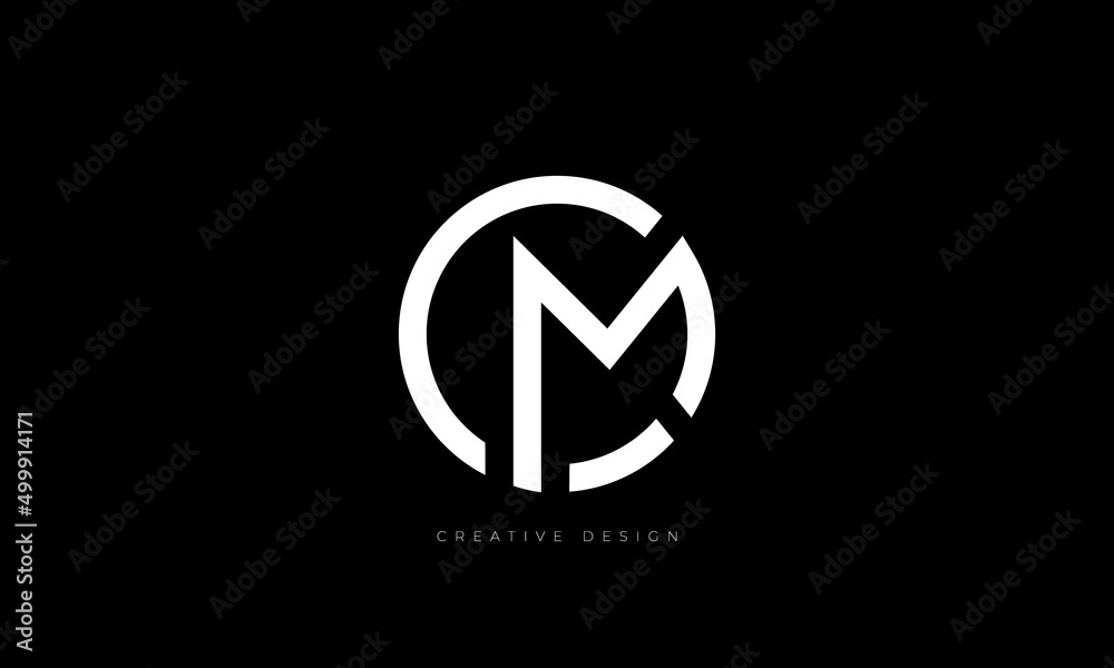 Letter design CM in circle brand concept logo - obrazy, fototapety, plakaty 