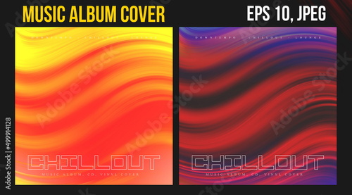Music Album Cover for the Web Presentation. Colorful Vector Background. Abstract postcard set. Posters Template. Vinyl and CD DVD artwork design. Square flyers, banners, brochure, book.  Music Single 