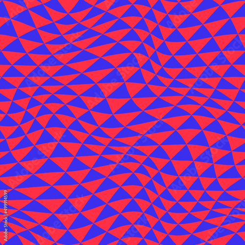 Warped checkered triangles pattern. Vector seamless pattern
