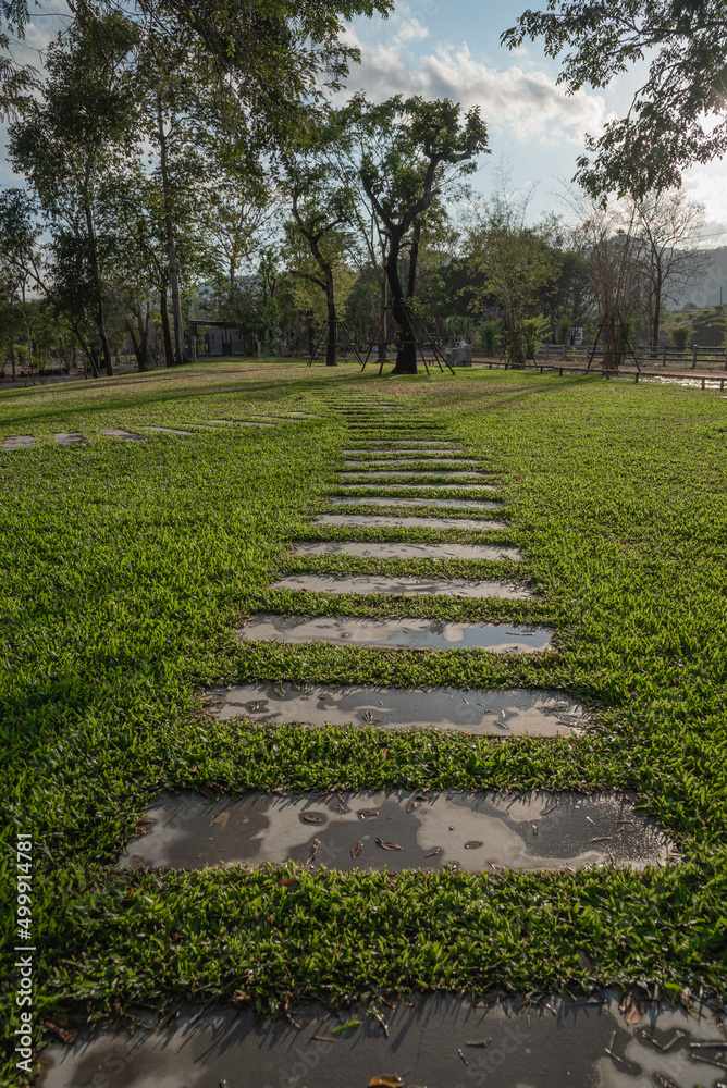 Rock pathway in the garden for people Rock pathway in the garden for people