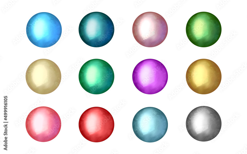 Vector colored round stones with texture. Natural gemstones illustration eps10