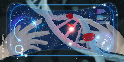 vr glasses medical diagnosis screen DNA digital interface hologram technology VR Metaverse 3d illustration
