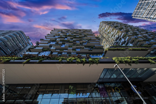 Photography Apartment block in Sydney NSW Australia with hanging gardens and plants on exter