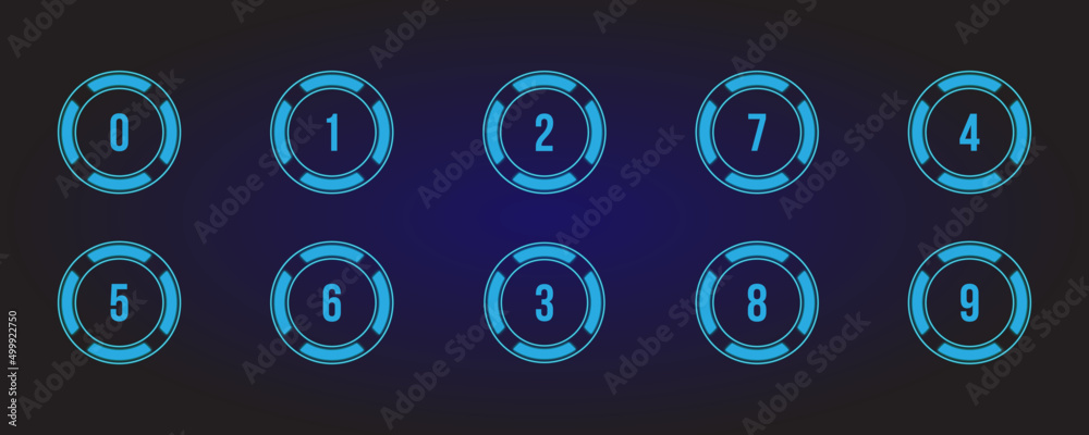 set of number with neon style set of number with neon style