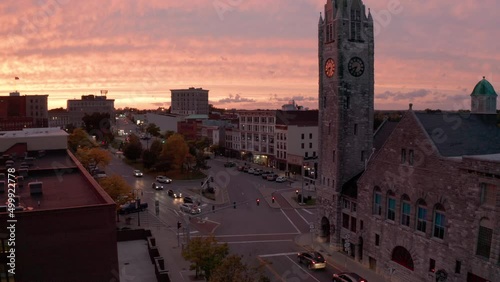 Dusk comes to Watertown New York Downtown City Center  photo