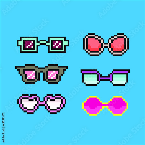 pixel art glasses with different models