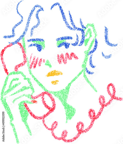 colorful woman illustration answering the phone
