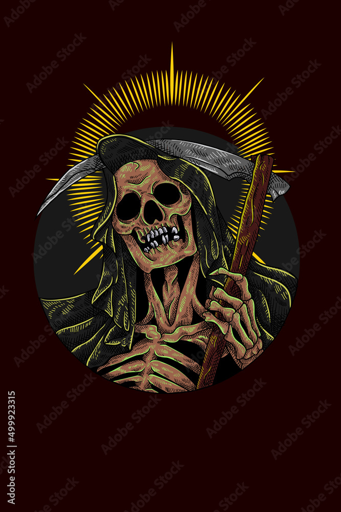 Fototapeta premium Skull with ax vector illustration