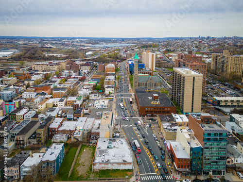 Aerial Drone of Urban Jersey City Industrial