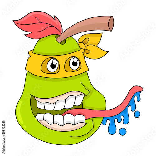 drooling hungry face pear, doodle icon image kawaii