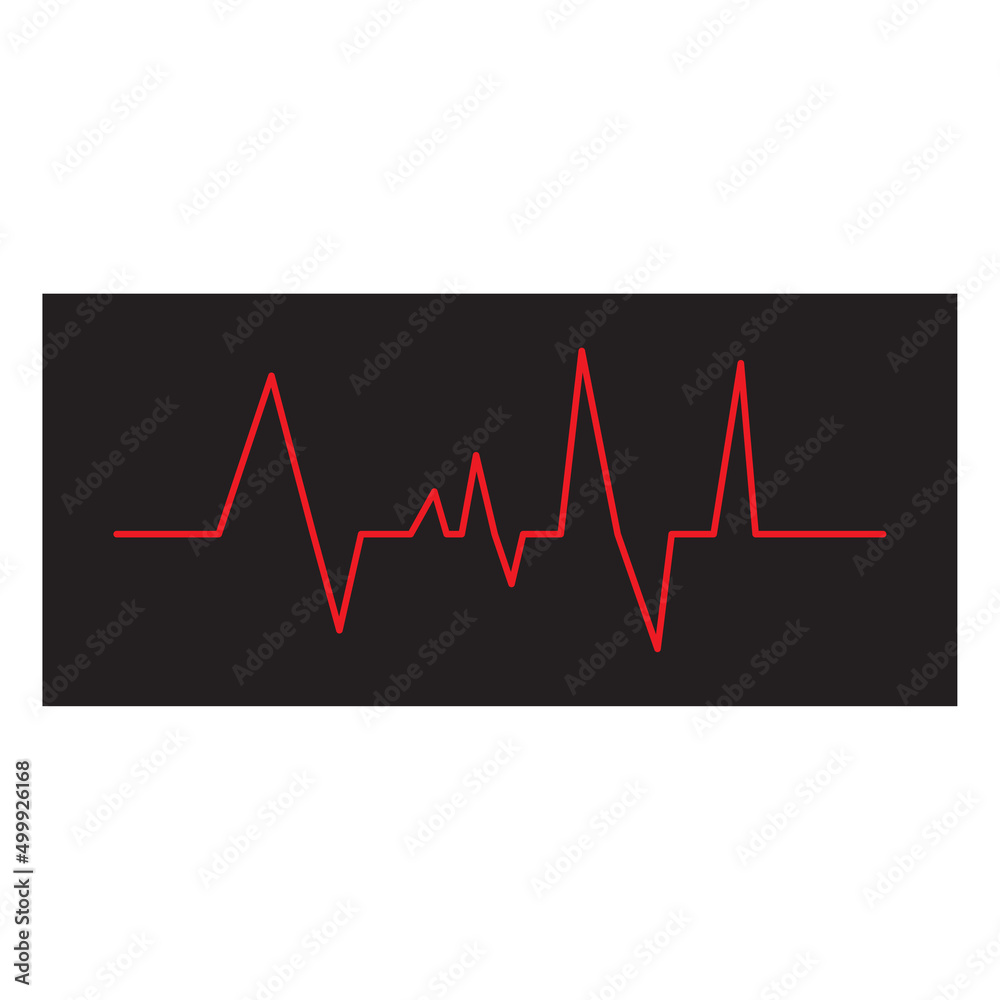 life line on black background. Heart wave. Vector illustration. stock image. 