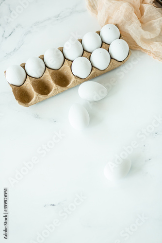 White Hard Boiled Egg in Kitchen on White Background