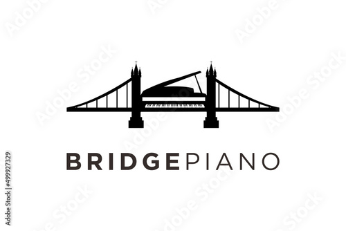 Photography London Bridge Piano Music Instrument Logo design inspiration