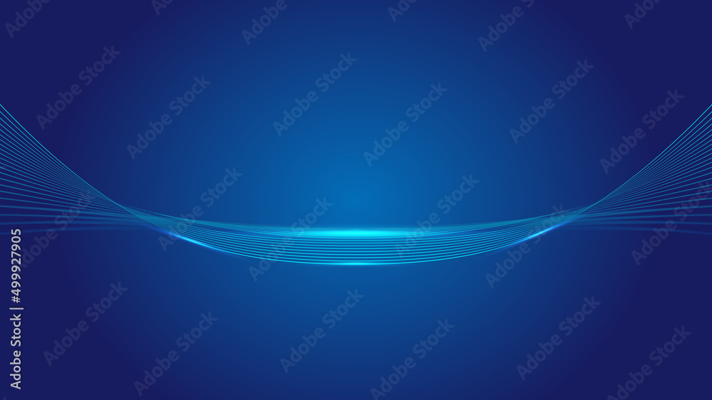 Naklejka premium Blue curved lines abstract texture vector background